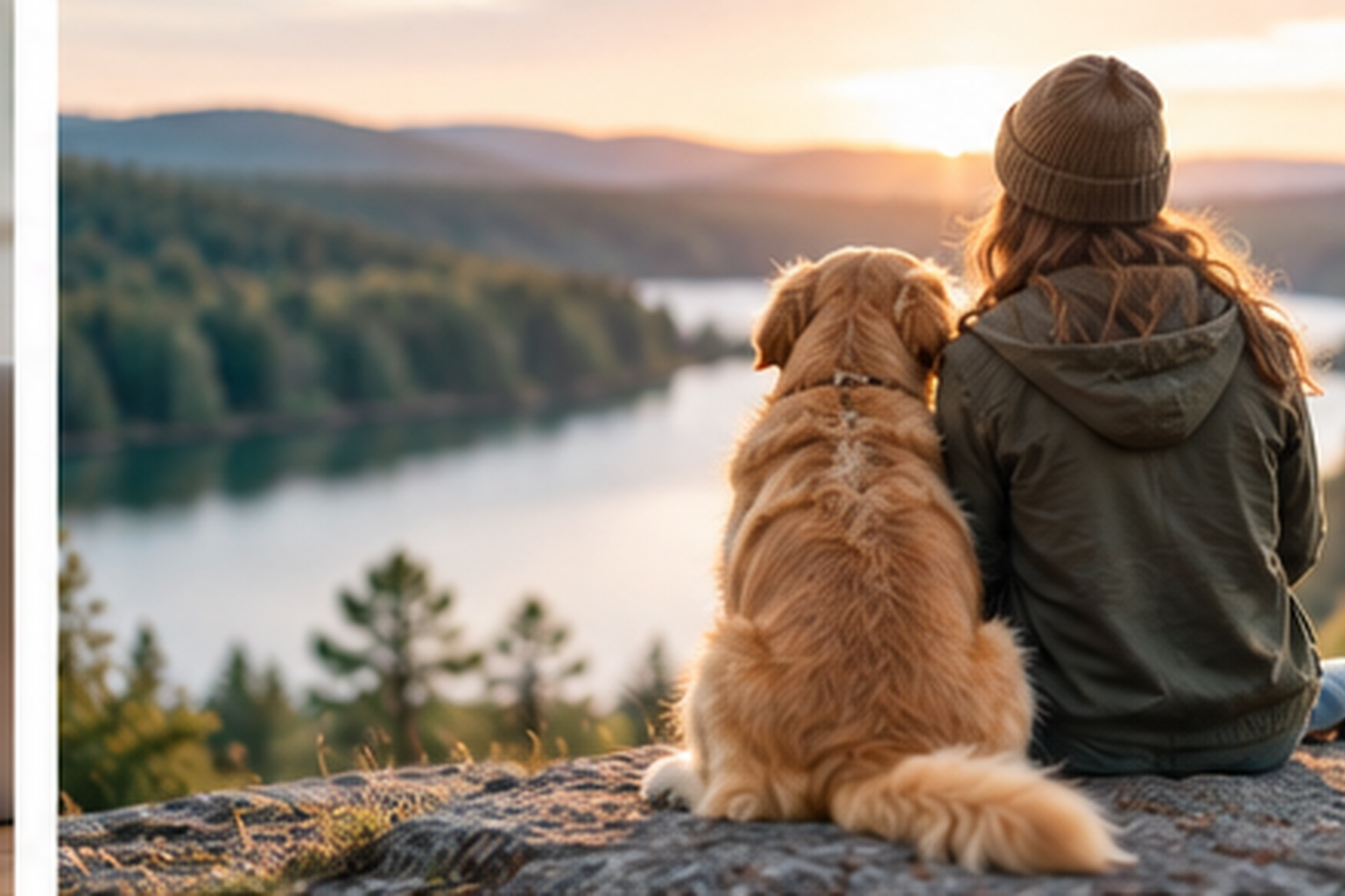 Pet parent and golden retriever enjoying time outdoors together