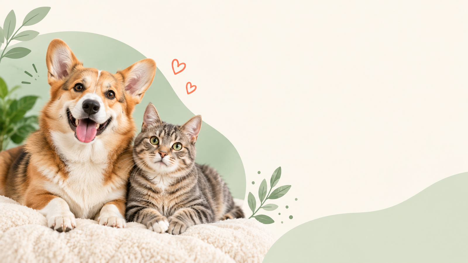 Happy corgi and tabby cat together